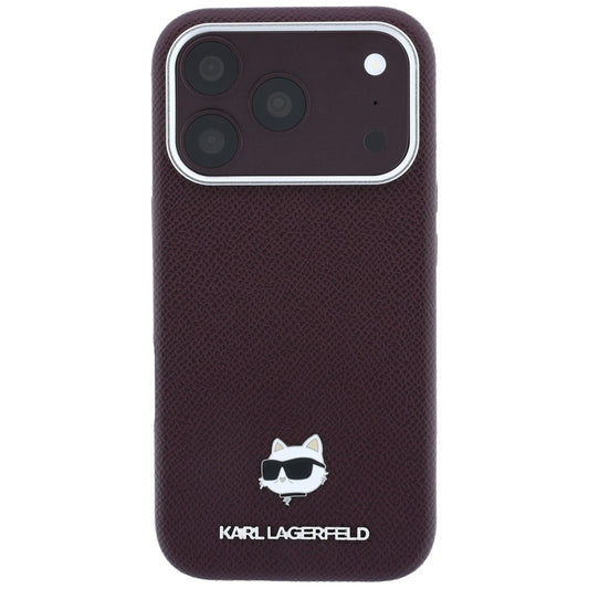 Калъф MagSafe за Apple iPhone 18 Pro Max / 17 Pro Max, Karl Lagerfeld, Grained Choupette Head, Вишнев