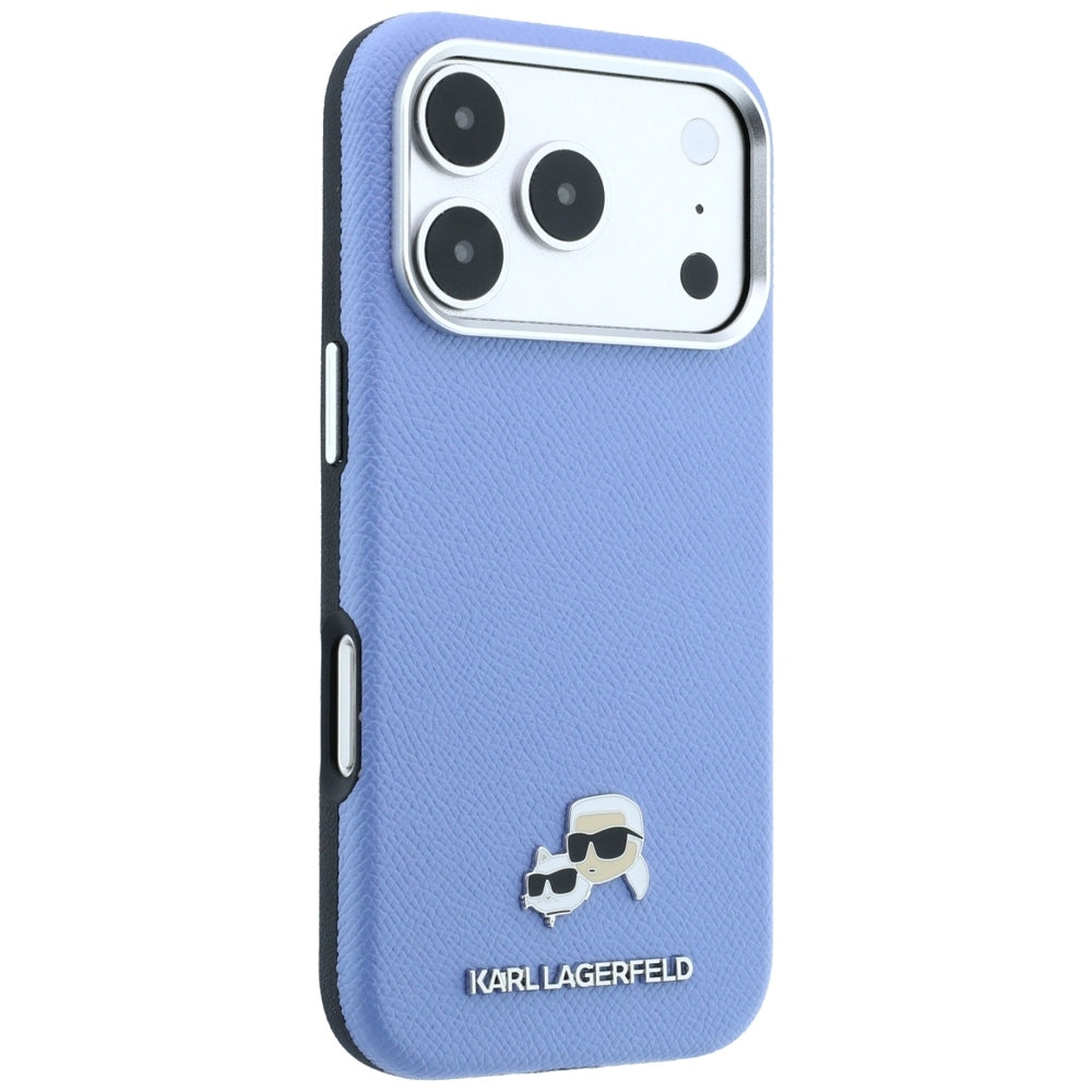 Калъф MagSafe за Apple iPhone 18 Pro Max / 17 Pro Max, Karl Lagerfeld, Grained Karl & Choupette Head's Metal, Bleu