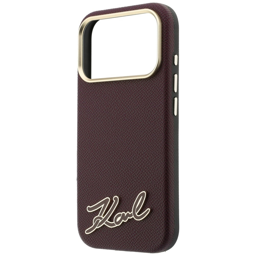 Калъф MagSafe за Apple iPhone 18 Pro Max / 17 Pro Max, Karl Lagerfeld, Гранулиран смолен знак лого, Бордо