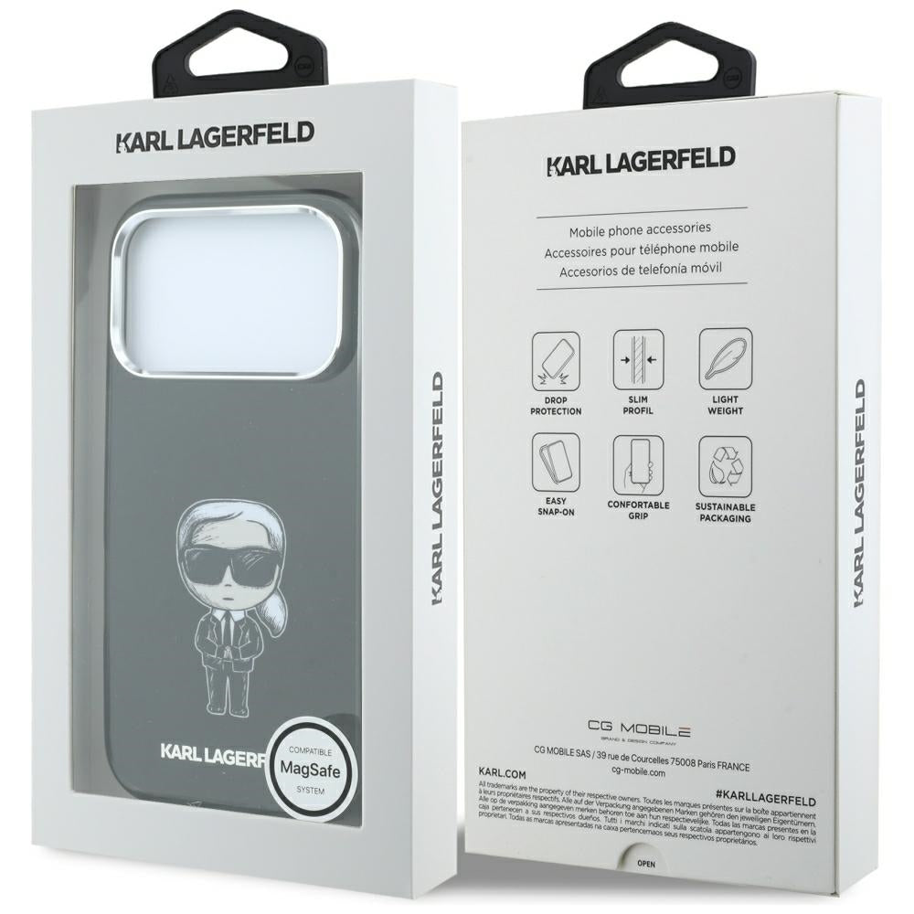 Калъф MagSafe за Apple iPhone 18 Pro Max / 17 Pro Max, Karl Lagerfeld, IML Ikonik Sketch Print, Черен