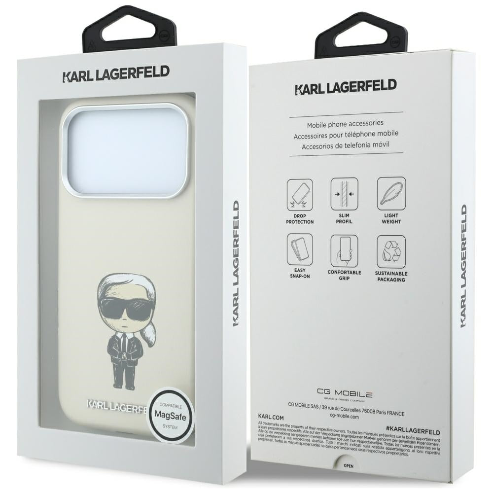Калъф MagSafe за Apple iPhone 18 Pro Max / 17 Pro Max, Karl Lagerfeld, Ikonik Sketch, Бежов