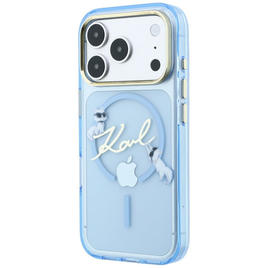 Калъф MagSafe за Apple iPhone 18 Pro Max / 17 Pro Max, Karl Lagerfeld, IML Choupette Karl Script Logo, синьо