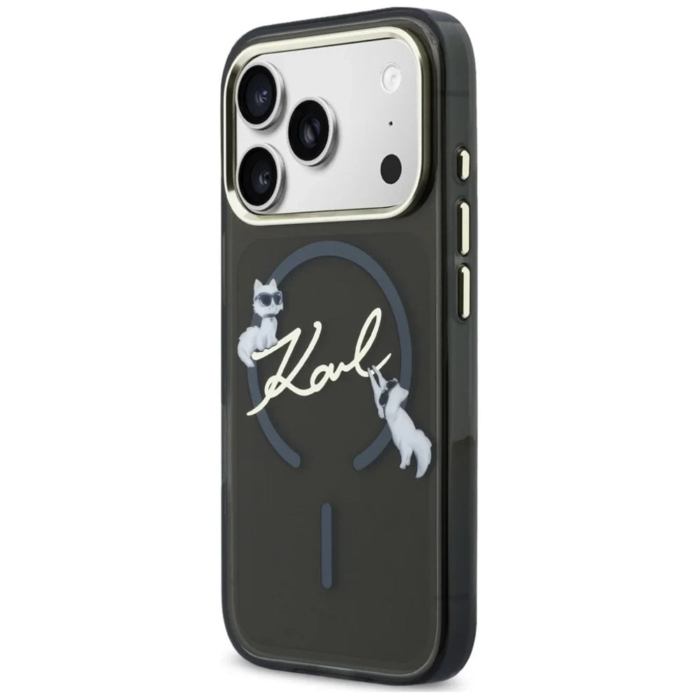 Калъф MagSafe за Apple iPhone 18 Pro Max / 17 Pro Max, Karl Lagerfeld, IML Choupette Karl Script Logo, Черен
