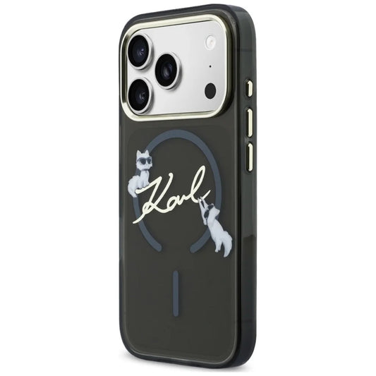 Калъф MagSafe за Apple iPhone 18 Pro Max / 17 Pro Max, Karl Lagerfeld, IML Choupette Karl Script Logo, Черен