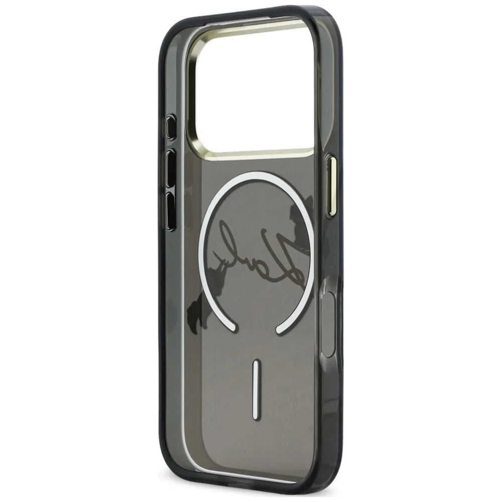 Калъф MagSafe за Apple iPhone 18 Pro Max / 17 Pro Max, Karl Lagerfeld, IML Choupette Karl Script Logo, Черен