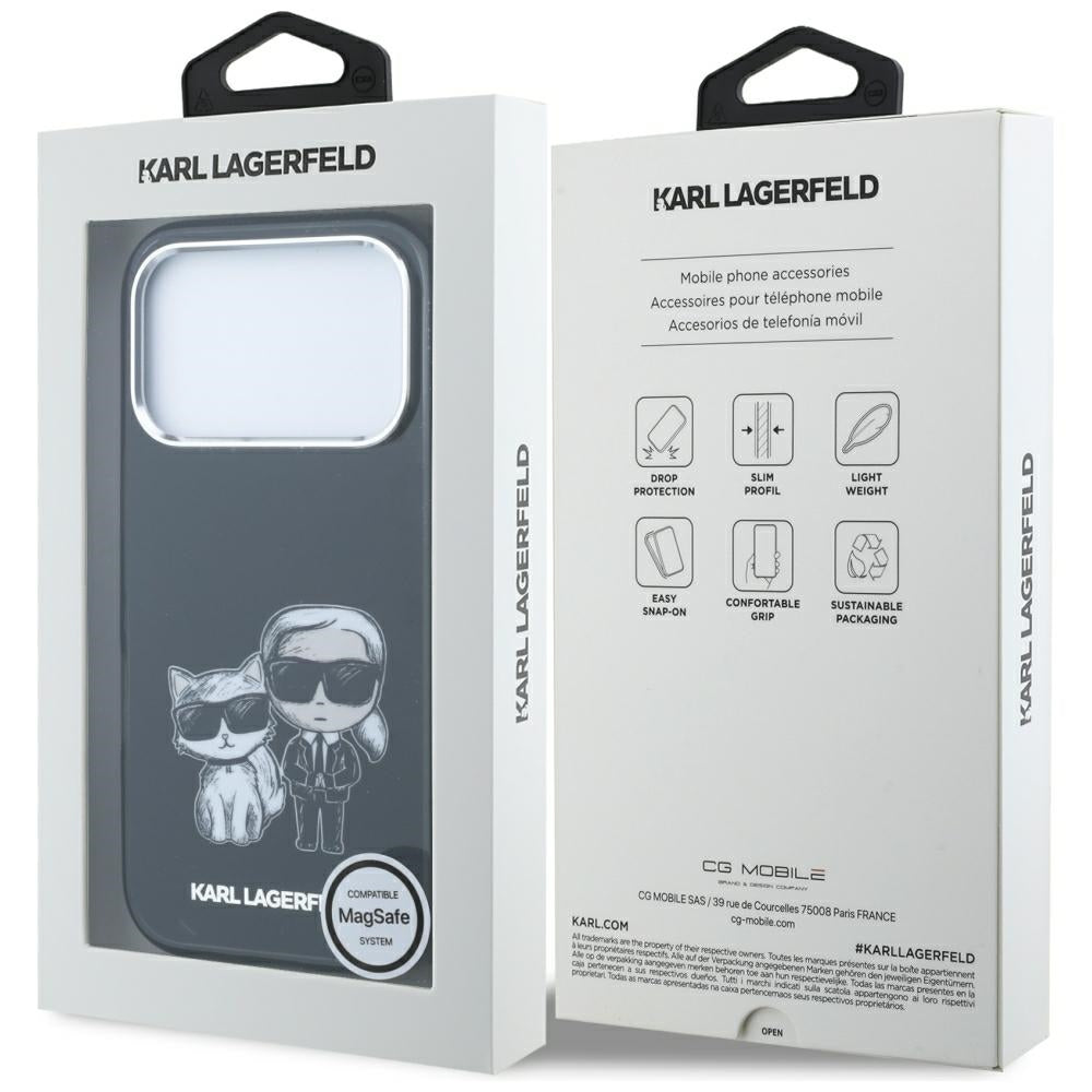Калъф MagSafe за Apple iPhone 18 Pro Max / 17 Pro Max, Karl Lagerfeld, IML KC Bodies Sketch Print, Черен