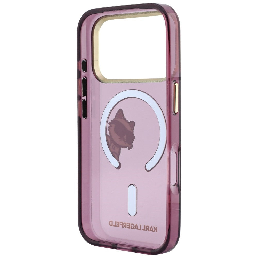 Калъф MagSafe за Apple iPhone 18 Pro Max / 17 Pro Max, Karl Lagerfeld, IML Peekaboo Print и метална рамка, Бордо