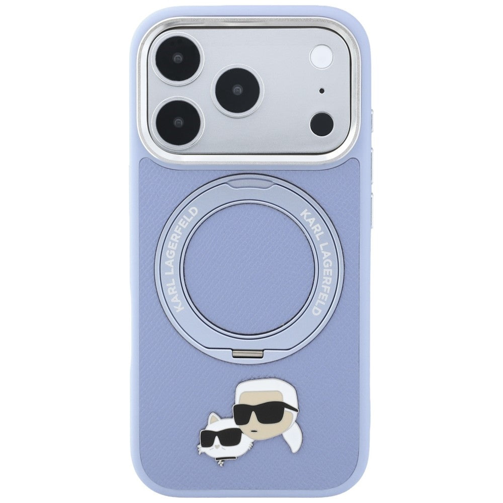 Калъф MagSafe за Apple iPhone 18 Pro Max / 17 Pro Max, Karl Lagerfeld, Ring Stand 360 Karl & Choupette Pin, Bleu