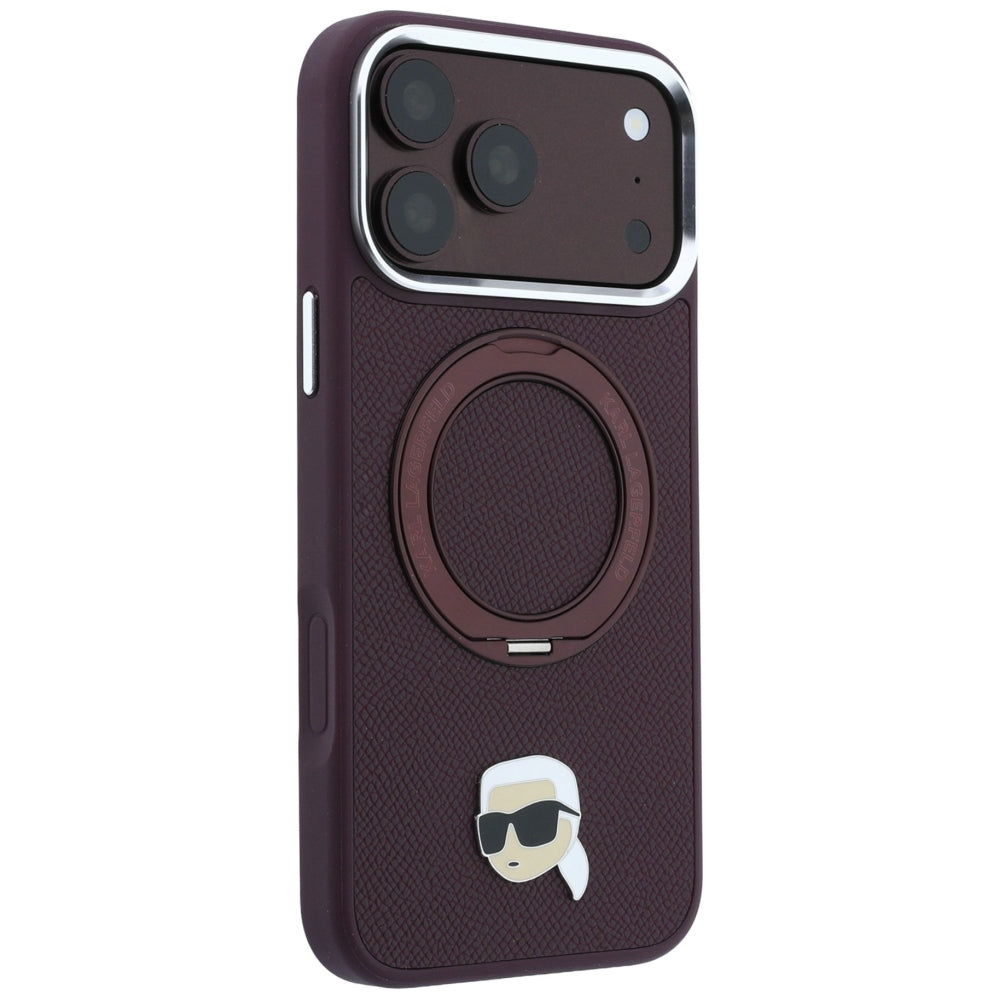 Калъф MagSafe за Apple iPhone 18 Pro Max / 17 Pro Max, Karl Lagerfeld, Ring Stand 360 Karl Pin, Бордо