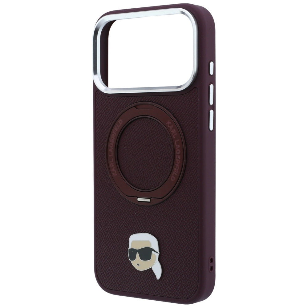 Калъф MagSafe за Apple iPhone 18 Pro Max / 17 Pro Max, Karl Lagerfeld, Ring Stand 360 Karl Pin, Бордо