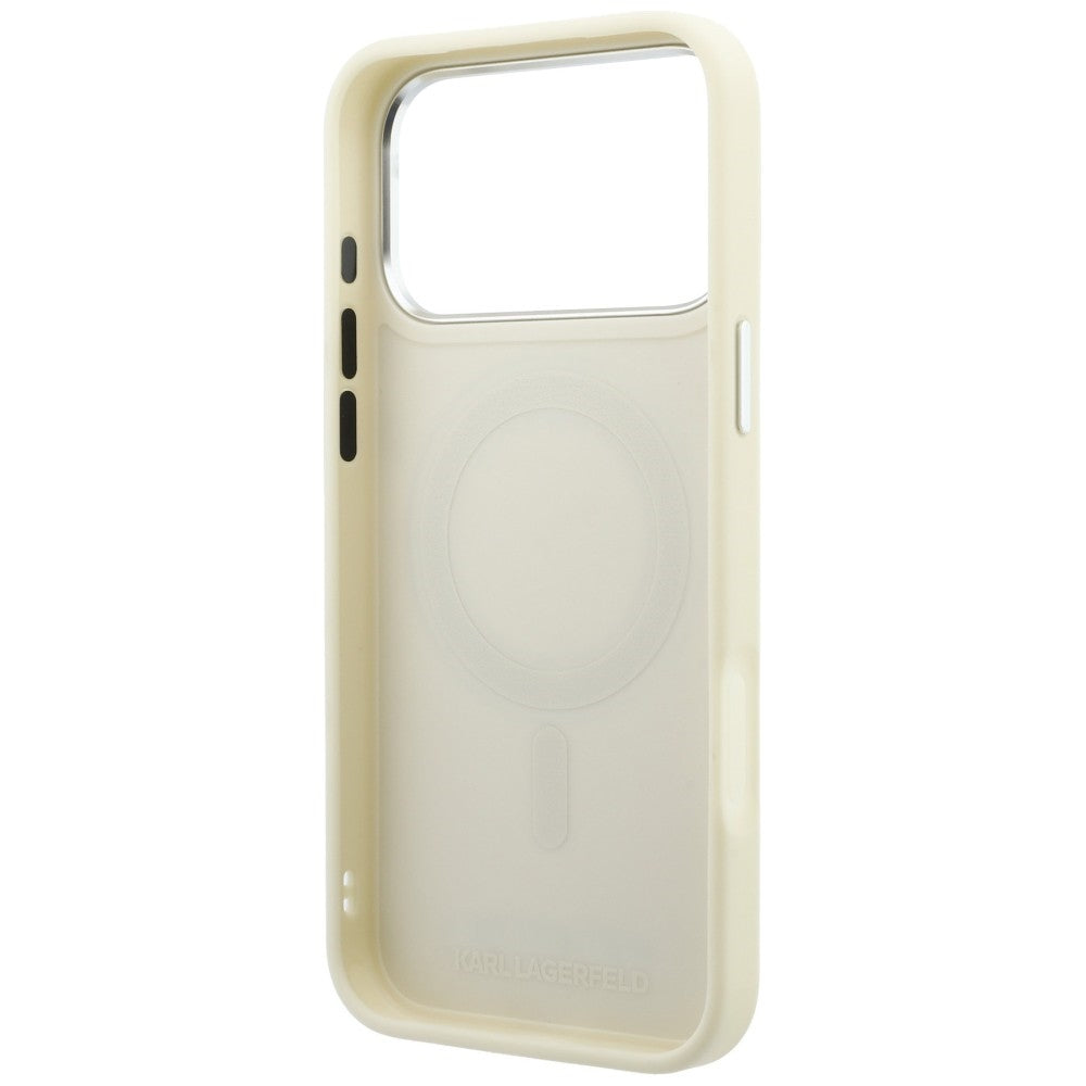 Калъф MagSafe за Apple iPhone 18 Pro Max / 17 Pro Max, Karl Lagerfeld, Ring Stand 360 Saffiano, бежов