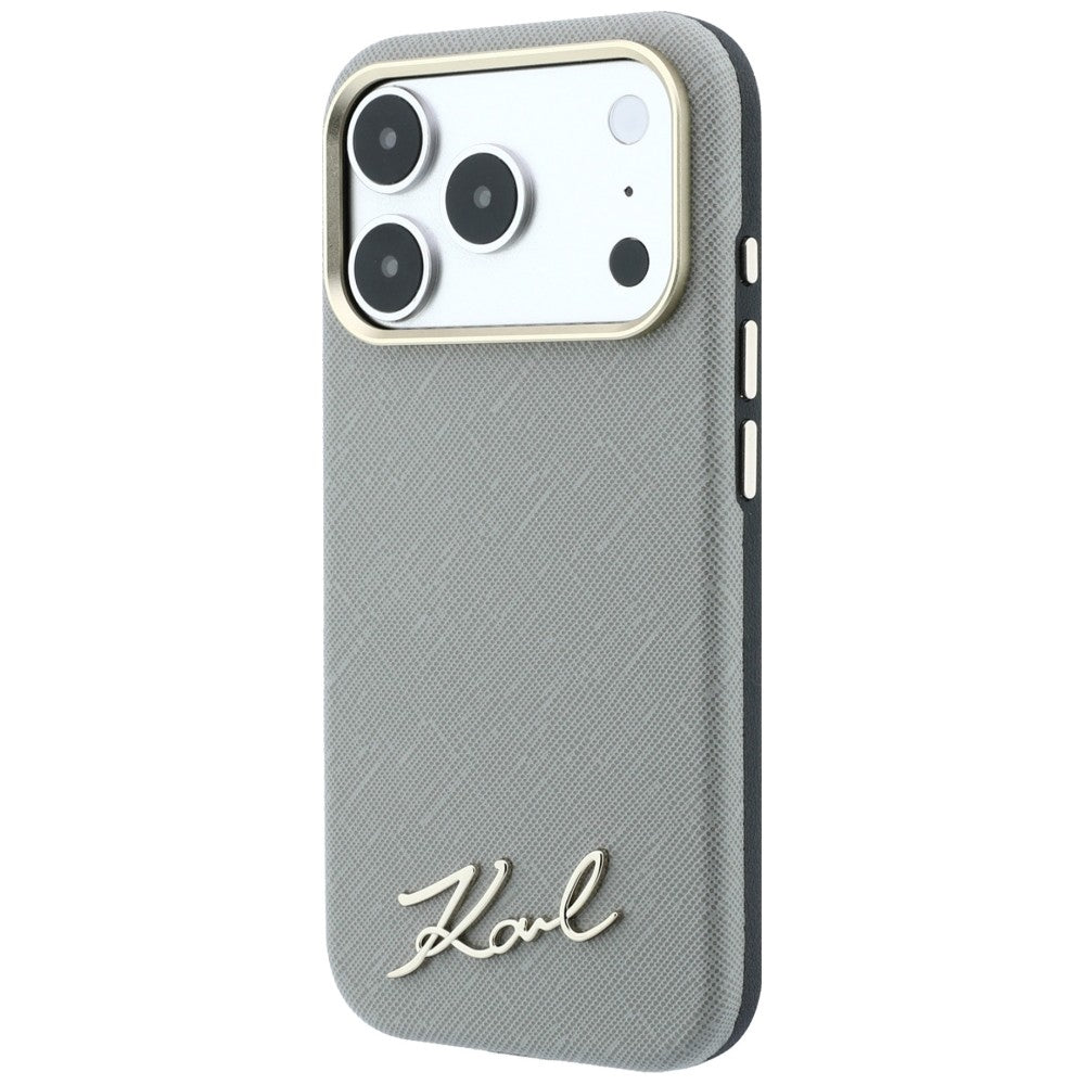 Калъф MagSafe за Apple iPhone 18 Pro Max / 17 Pro Max, Karl Lagerfeld, Saffiano Small Script Metal Logo, Бежов