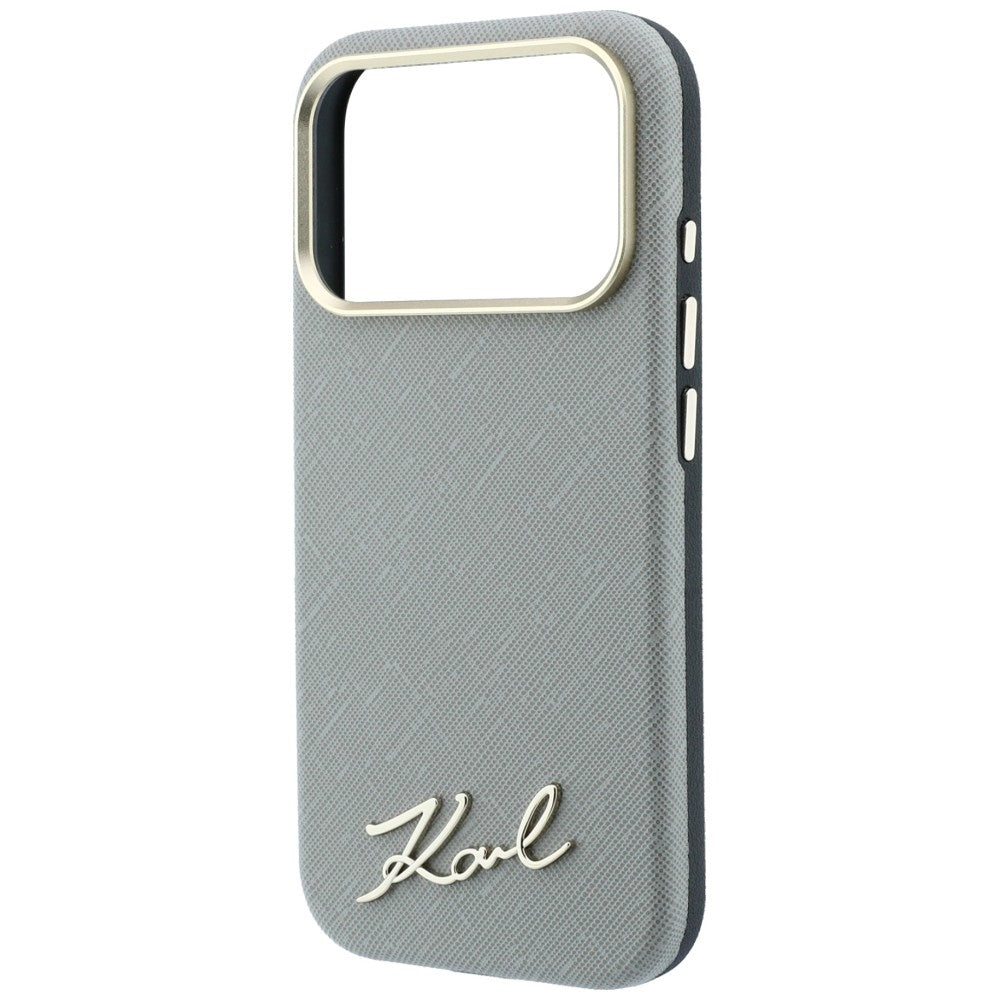 Калъф MagSafe за Apple iPhone 18 Pro Max / 17 Pro Max, Karl Lagerfeld, Saffiano Small Script Metal Logo, Бежов
