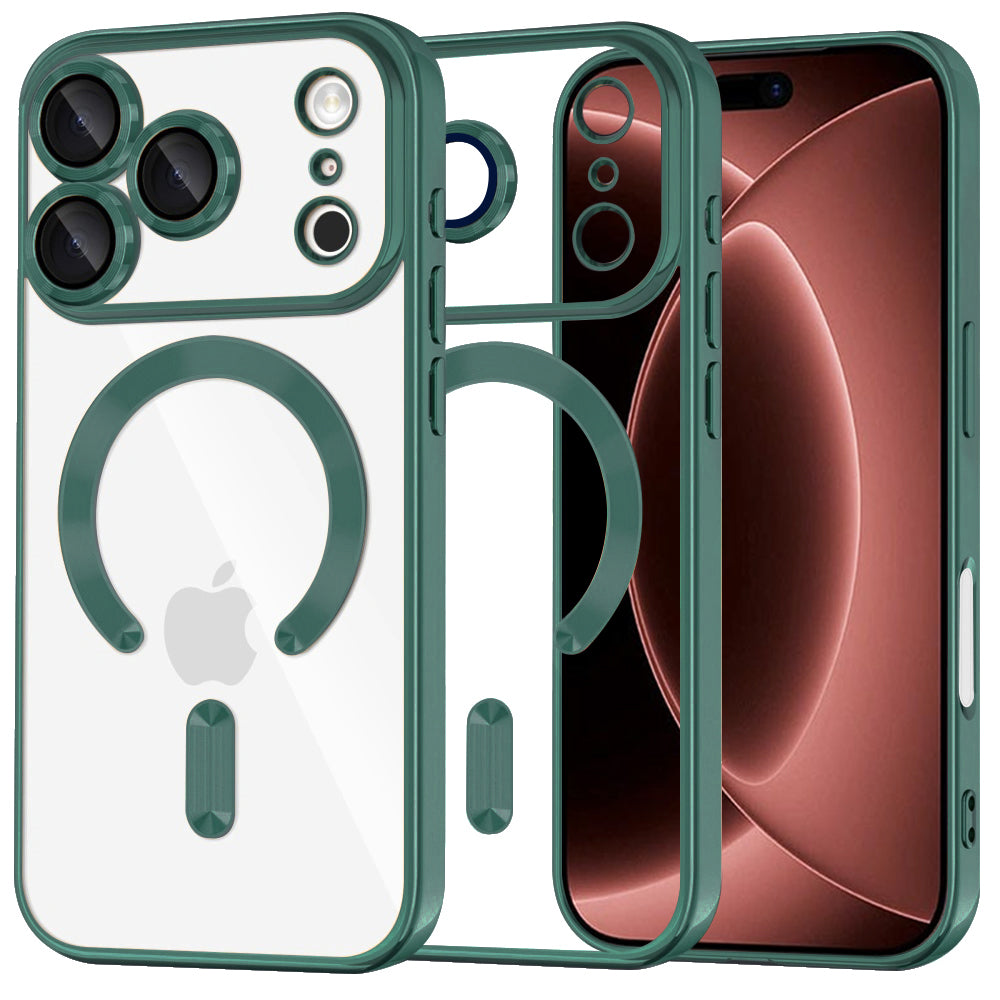 Калъф MagSafe за Apple iPhone 18 Pro Max / 17 Pro Max, Techsuit, Luxury Crystal, Тъмнозелен
