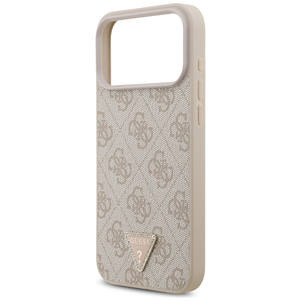 Калъф MagSafe за Apple iPhone 18 Pro Max, Guess, 4G Triangle Strass, Розов