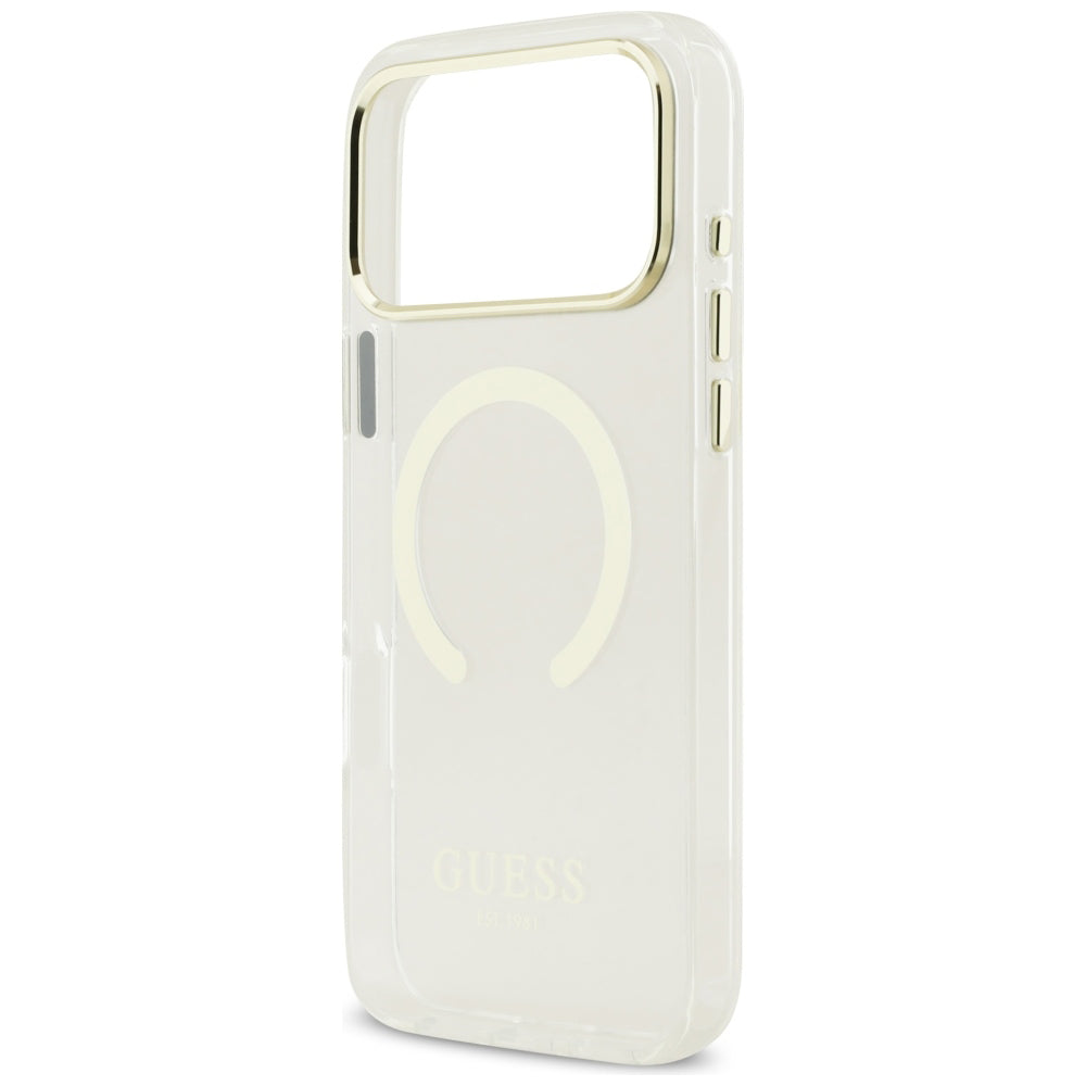 Калъф MagSafe за Apple iPhone 18 Pro Max, Guess, Metal Outline, Златист
