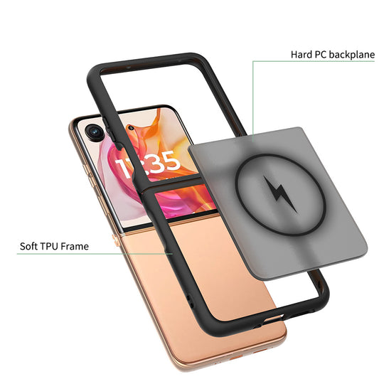 Калъф MagSafe за Motorola Razr 70 Plus / Razr 50 Ultra, Techsuit, PureFrost, Черен сатен