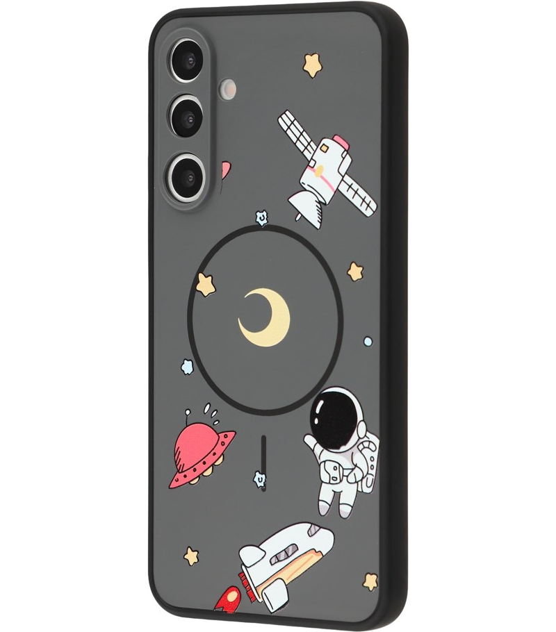 Калъф MagSafe за Samsung Galaxy A16 5G A166 / A16 4G A165, OEM, Карикатурен астронавт, Черен