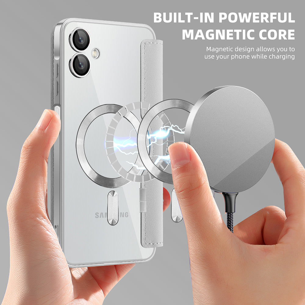 Калъф MagSafe за Samsung Galaxy A06 A065, Techsuit, SmartMag Book, Сив
