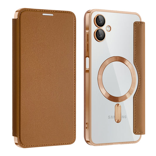 Калъф MagSafe за Samsung Galaxy A06 A065, Techsuit, SmartMag Book, Кафяв