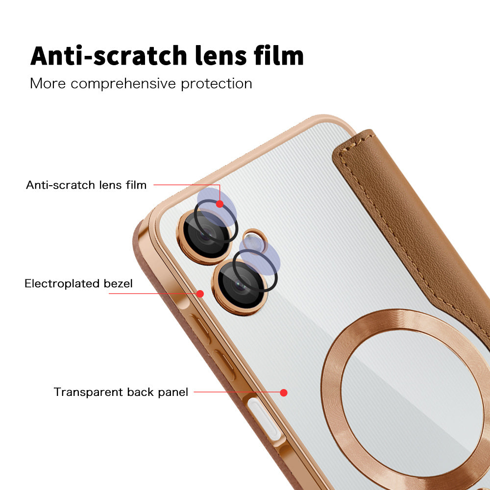 Калъф MagSafe за Samsung Galaxy A06 A065, Techsuit, SmartMag Book, Кафяв