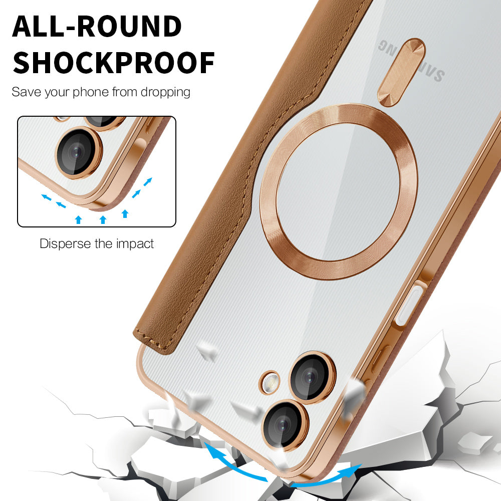 Калъф MagSafe за Samsung Galaxy A06 A065, Techsuit, SmartMag Book, Кафяв