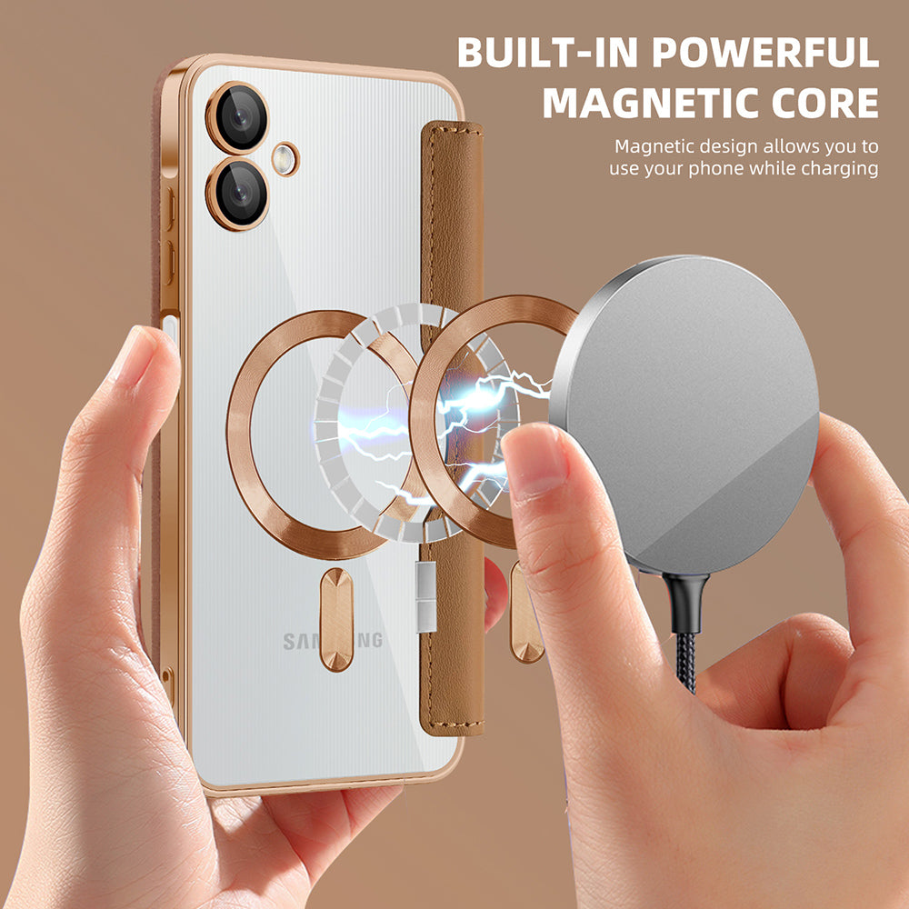 Калъф MagSafe за Samsung Galaxy A06 A065, Techsuit, SmartMag Book, Кафяв