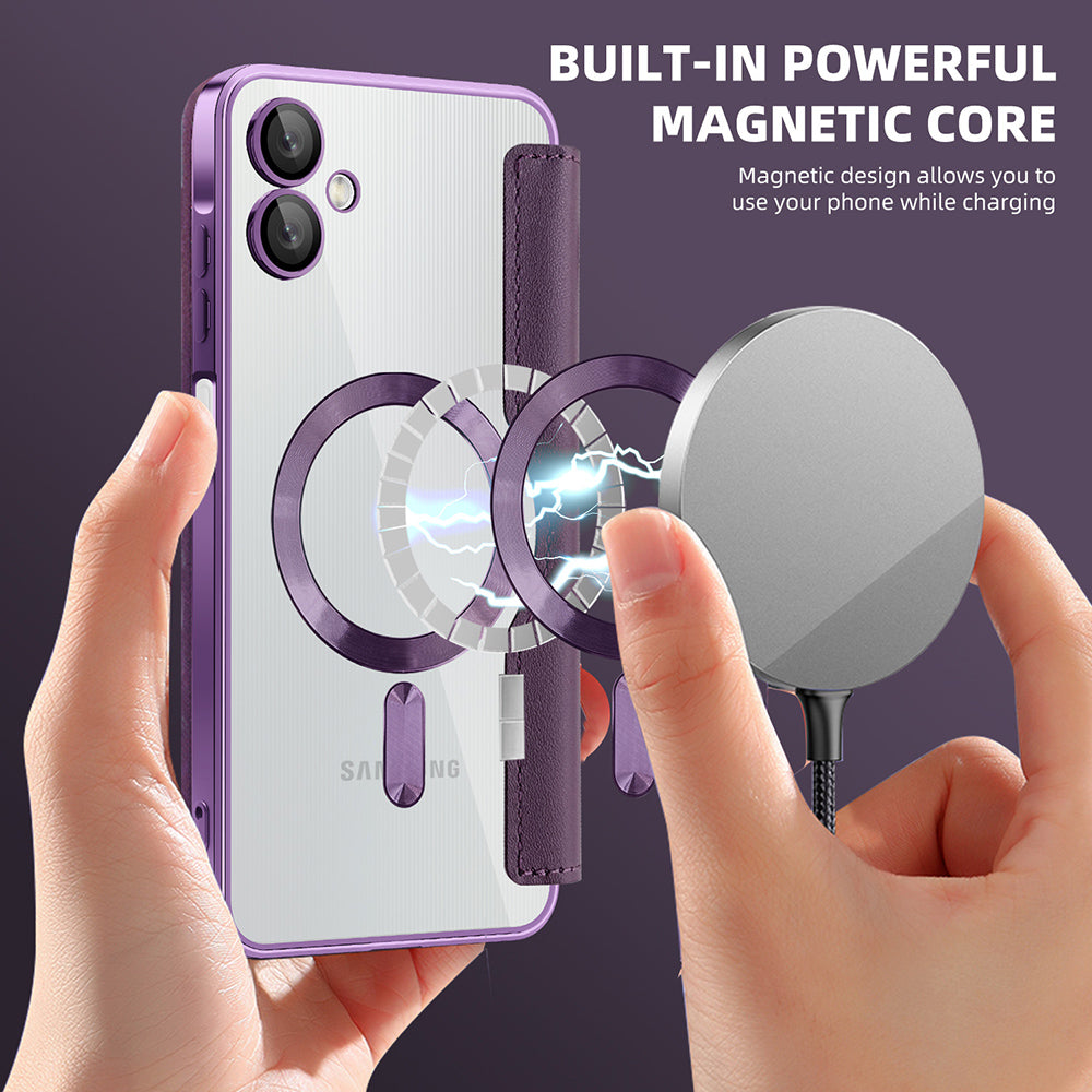 Калъф MagSafe за Samsung Galaxy A06 A065, Techsuit, SmartMag Book, Лилав