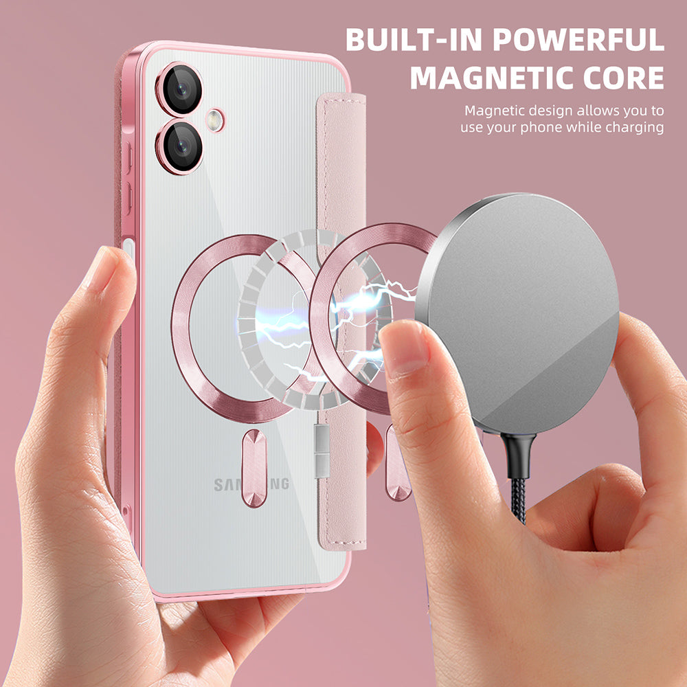 Калъф MagSafe за Samsung Galaxy A06 A065, Techsuit, SmartMag Book, Розов