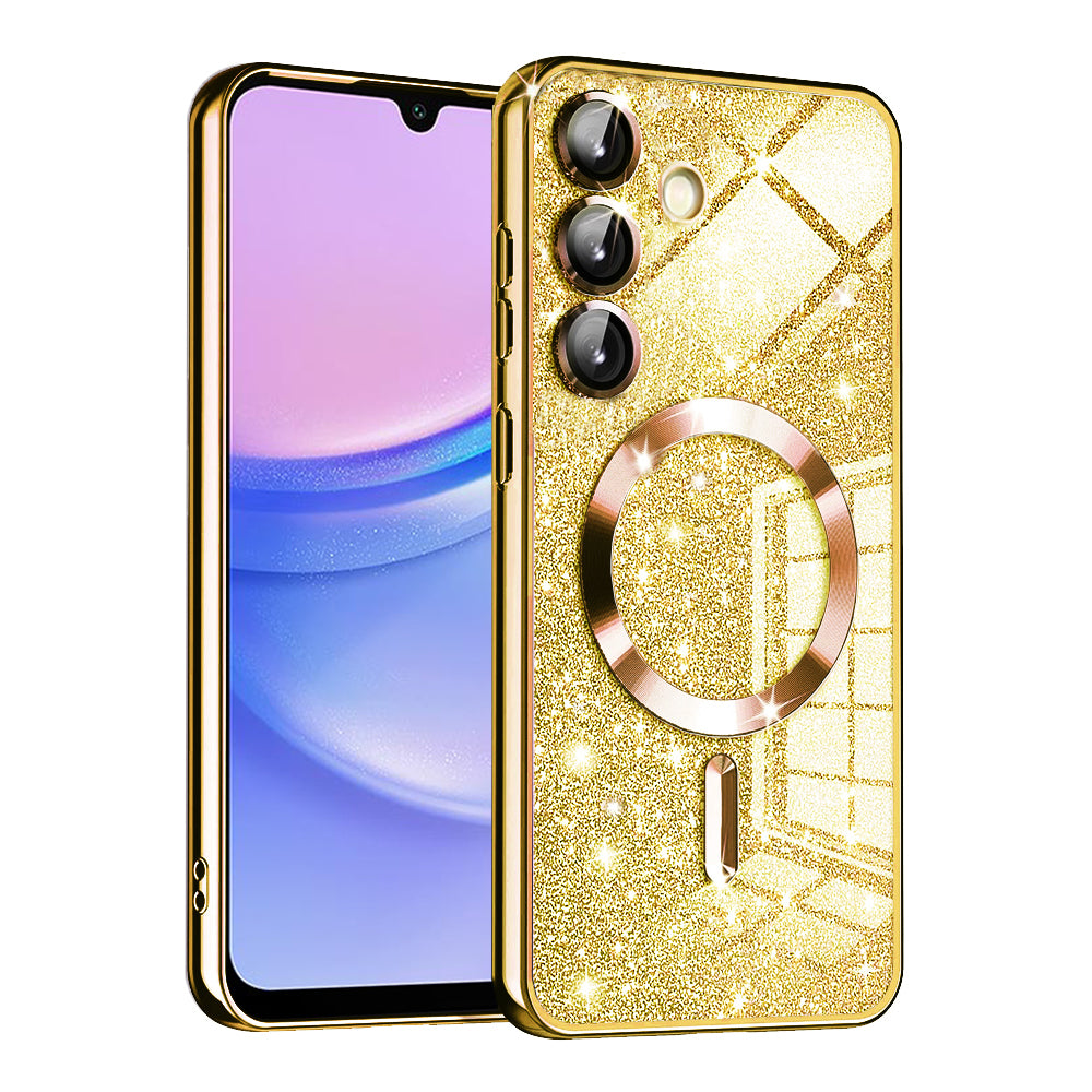 Калъф MagSafe за Samsung Galaxy A15 5G A156 / A15 A155, Techsuit, Luxury Glitter, Златист