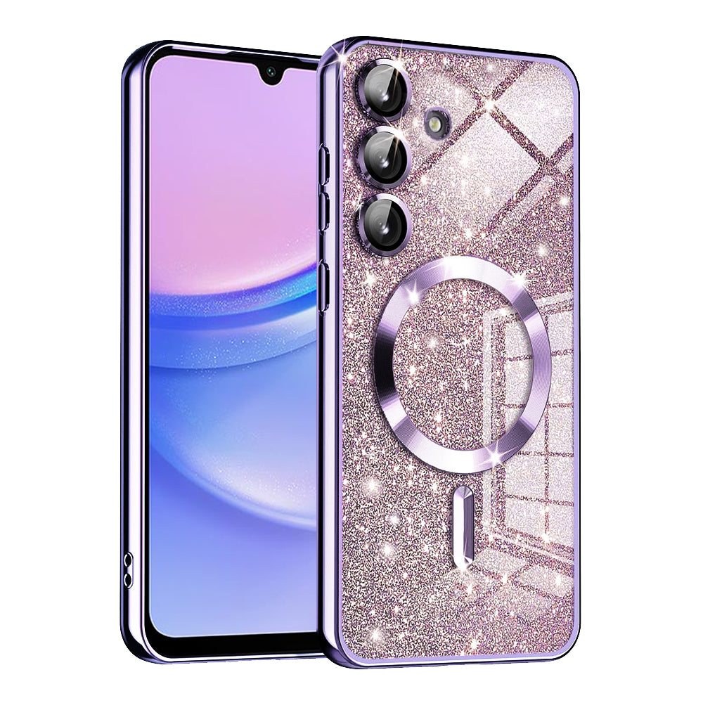 Калъф MagSafe за Samsung Galaxy A15 5G A156 / A15 A155, Techsuit, Luxury Glitter, Светло лилав