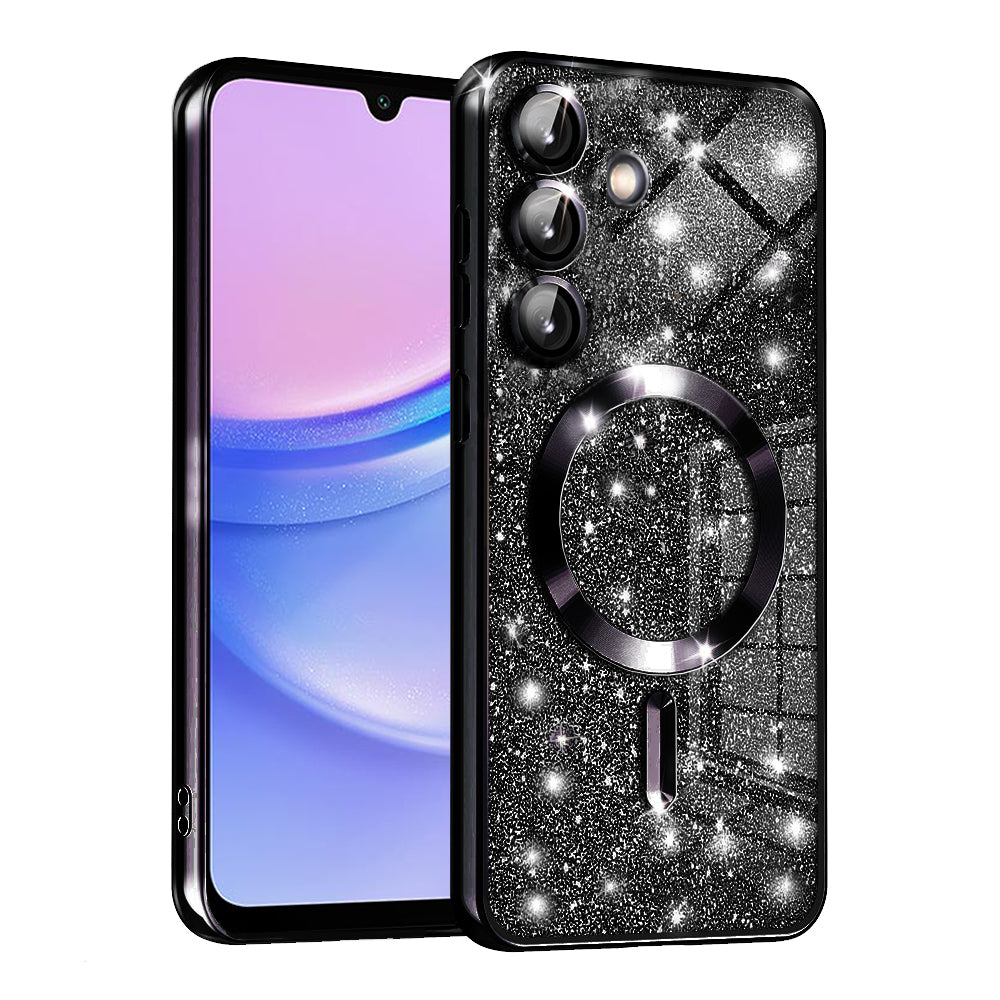 Калъф MagSafe за Samsung Galaxy A15 5G A156 / A15 A155, Techsuit, Luxury Glitter, Черен