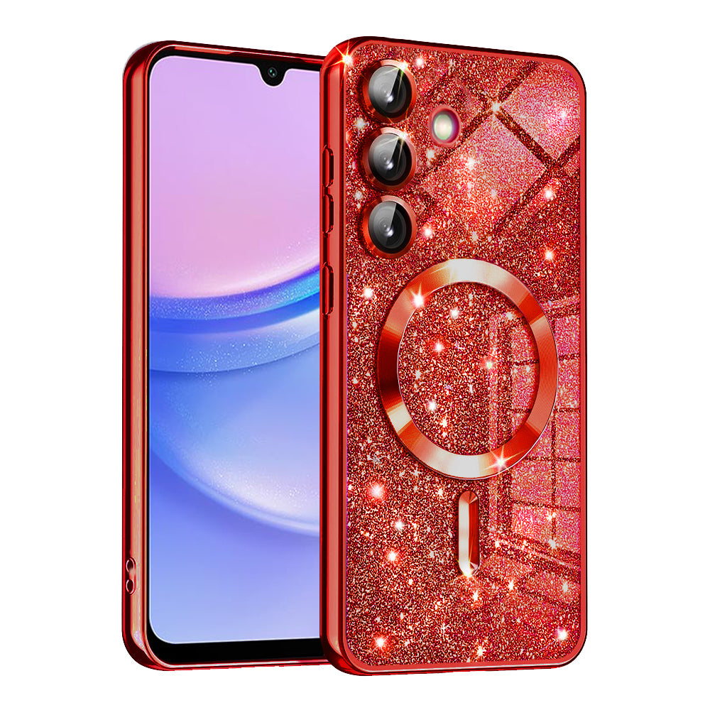 Калъф MagSafe за Samsung Galaxy A15 5G A156 / A15 A155, Techsuit, Luxury Glitter, Червен