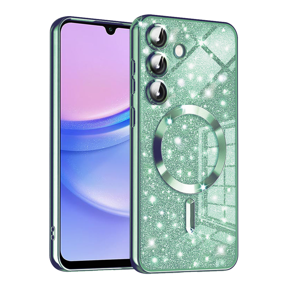 Калъф MagSafe за Samsung Galaxy A15 5G A156 / A15 A155, Techsuit, Luxury Glitter, Светлозелен