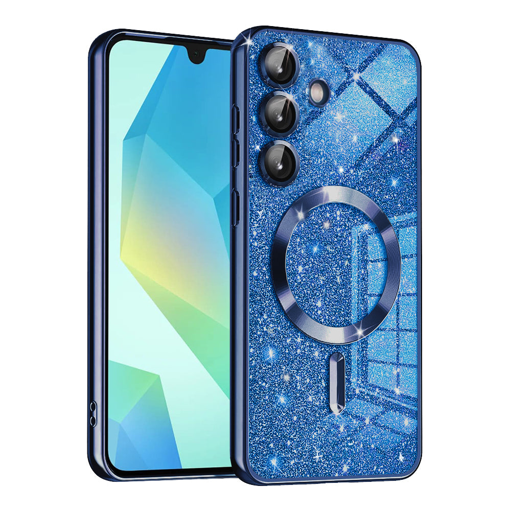 Калъф MagSafe за Samsung Galaxy A16 5G A166 / A16 4G A165, Techsuit, Luxury Glitter, Тъмносин