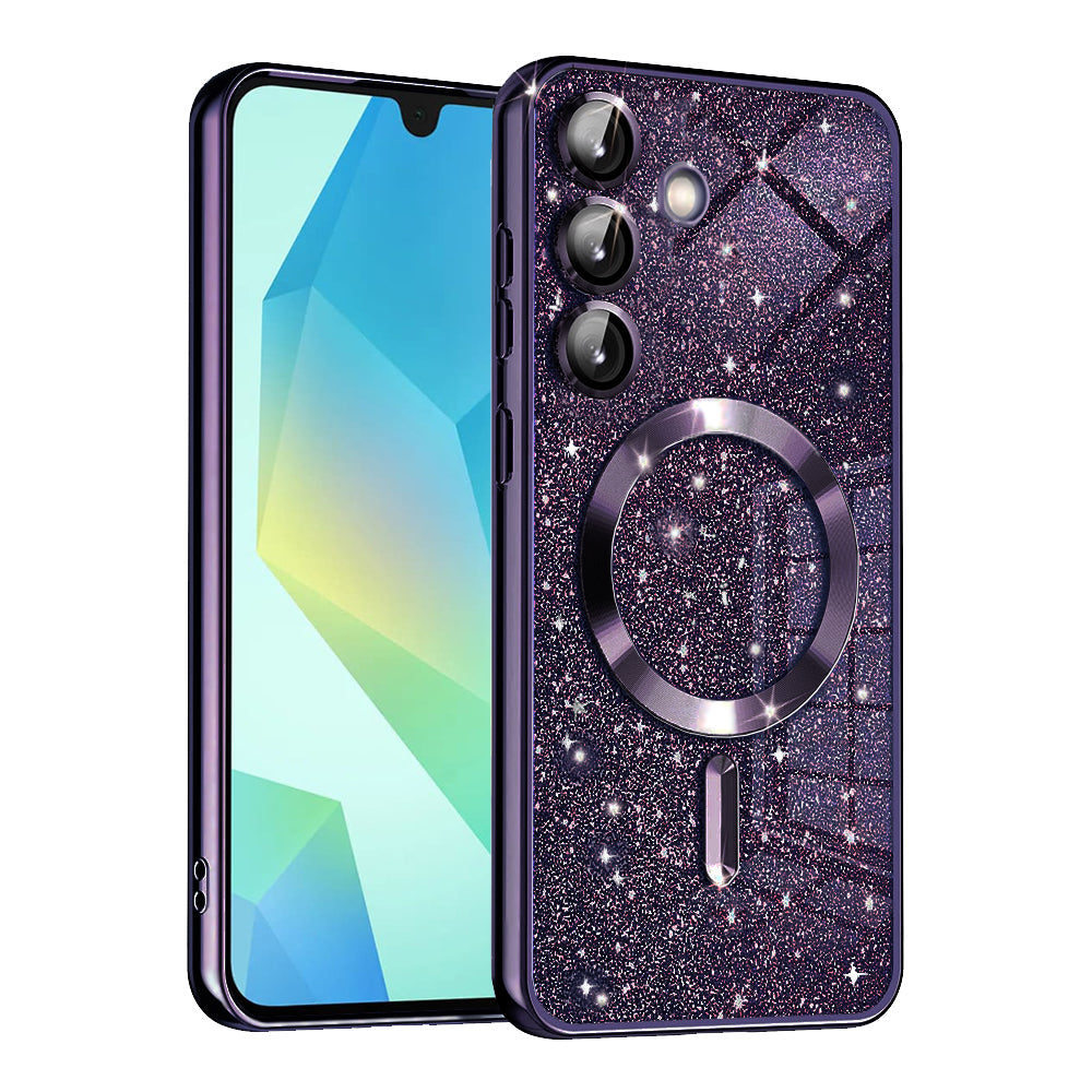 Калъф MagSafe за Samsung Galaxy A16 5G A166 / A16 4G A165, Techsuit, Luxury Glitter, Тъмно лилав