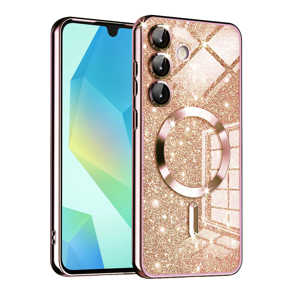 Калъф MagSafe за Samsung Galaxy A16 5G A166 / A16 4G A165, Techsuit, Luxury Glitter, Розово злато