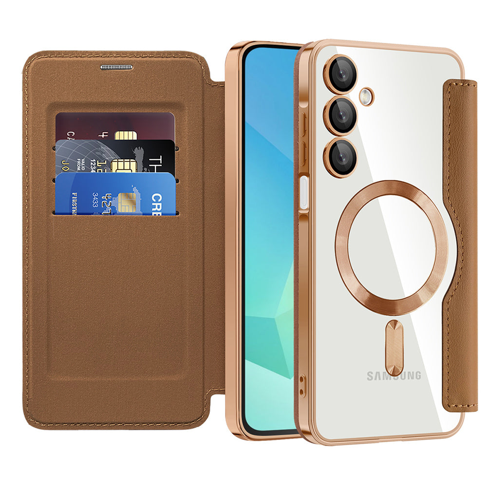 Калъф MagSafe за Samsung Galaxy A16 5G A166 / A16 4G A165, Techsuit, SmartMag Book, Кафяв