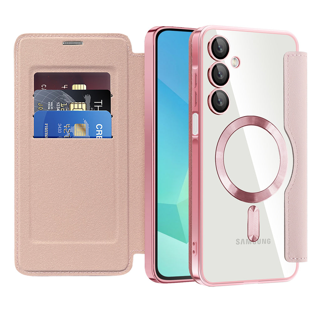 Калъф MagSafe за Samsung Galaxy A16 5G A166 / A16 4G A165, Techsuit, SmartMag Book, Розов