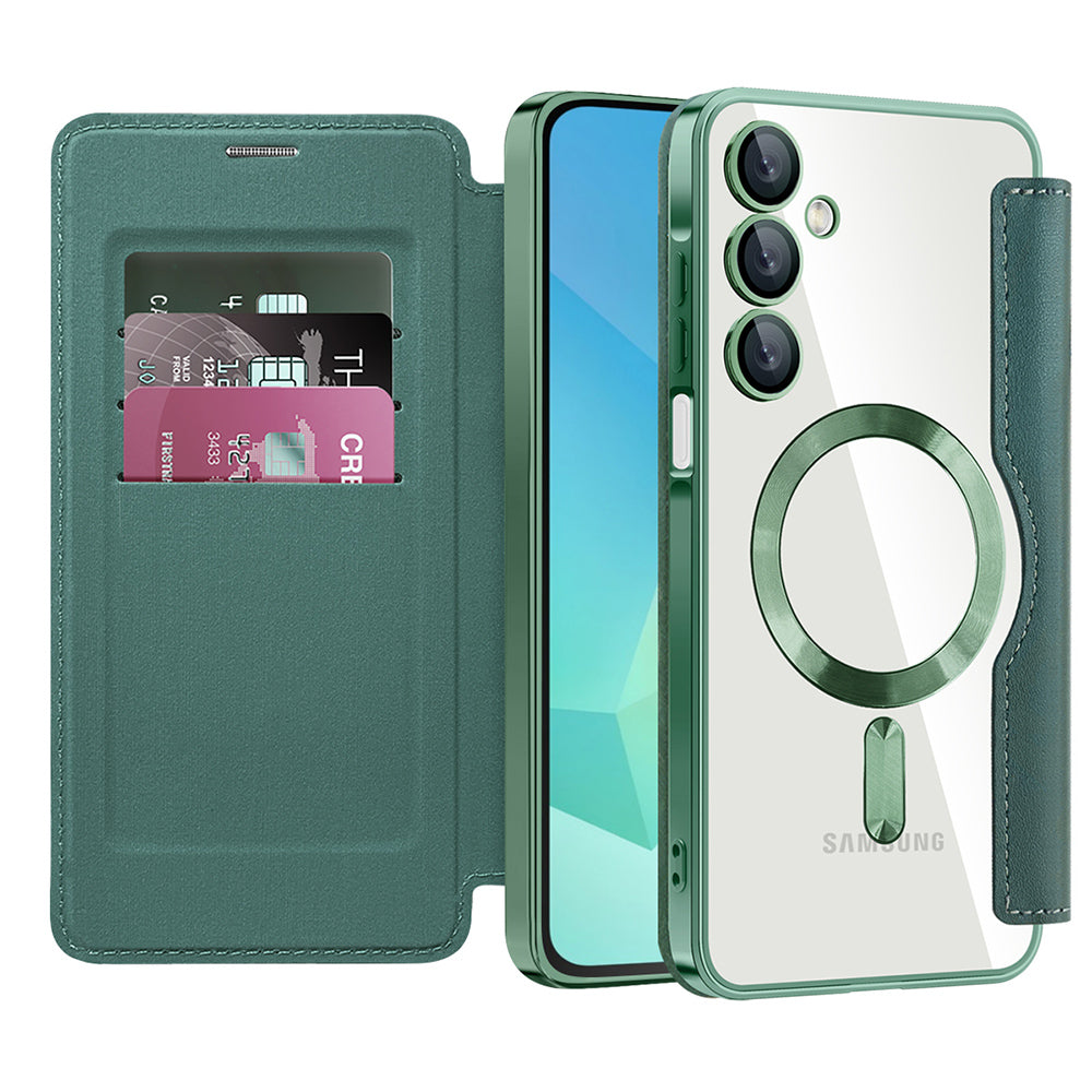 Калъф MagSafe за Samsung Galaxy A16 5G A166 / A16 4G A165, Techsuit, SmartMag Book, Зелен