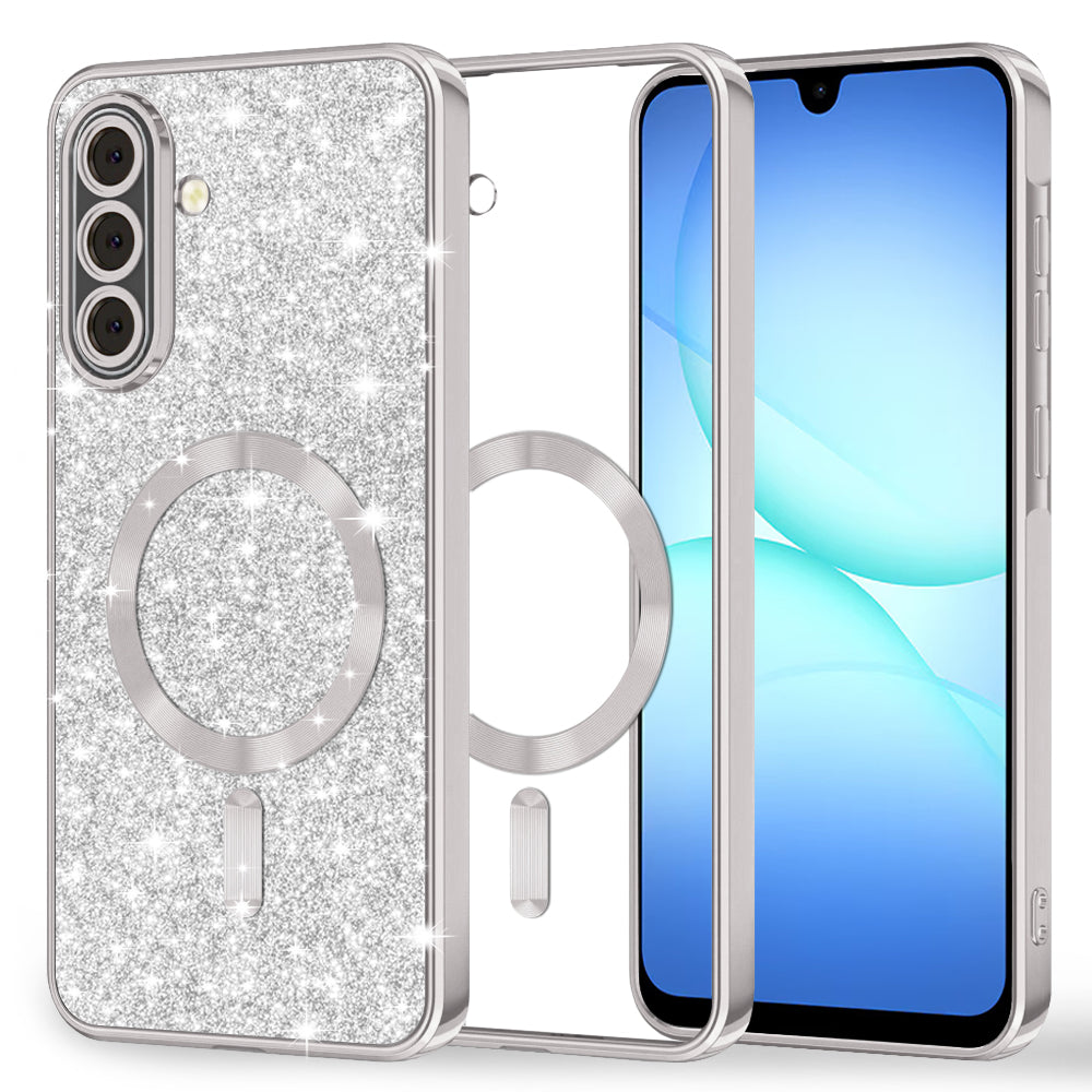 Калъф MagSafe за Samsung Galaxy A17 4G / A17 5G, Techsuit, Luxury Glitter, Сребрист