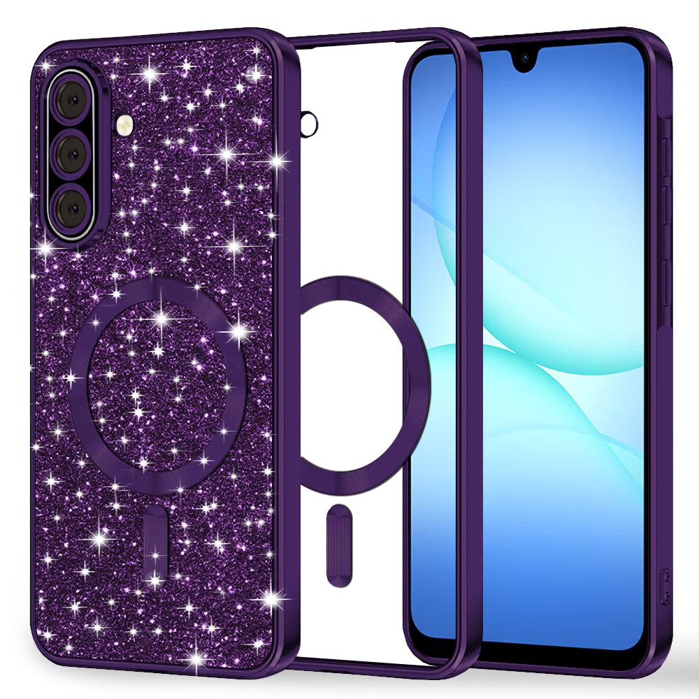 Калъф MagSafe за Samsung Galaxy A17 4G / A17 5G, Techsuit, Luxury Glitter, Тъмно лилав