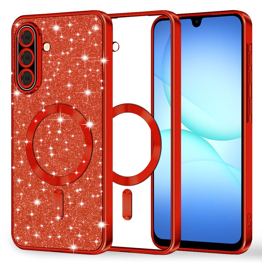 Калъф MagSafe за Samsung Galaxy A17 4G / A17 5G, Techsuit, Luxury Glitter, Червен