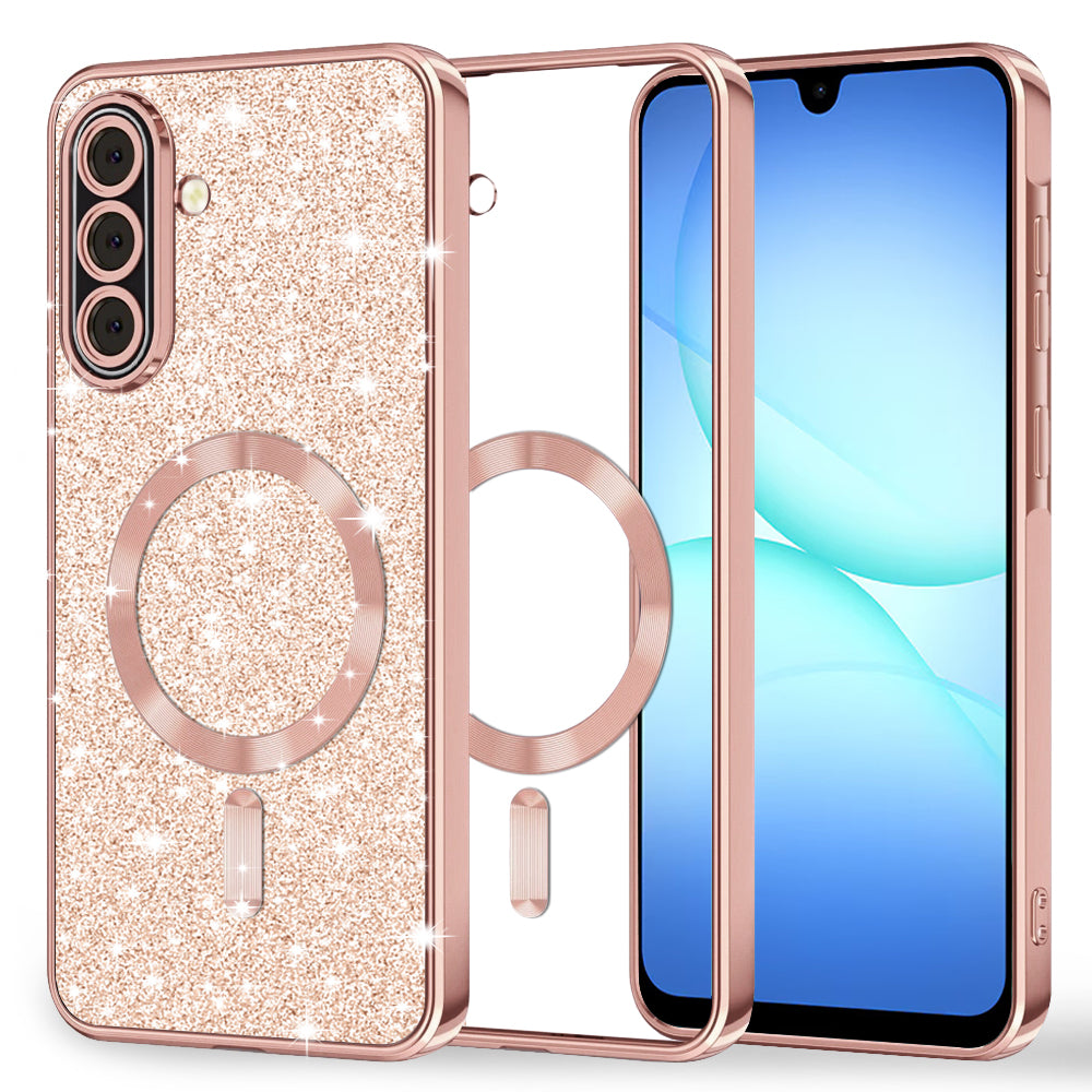 Калъф MagSafe за Samsung Galaxy A17 4G / A17 5G, Techsuit, Luxury Glitter, Розов