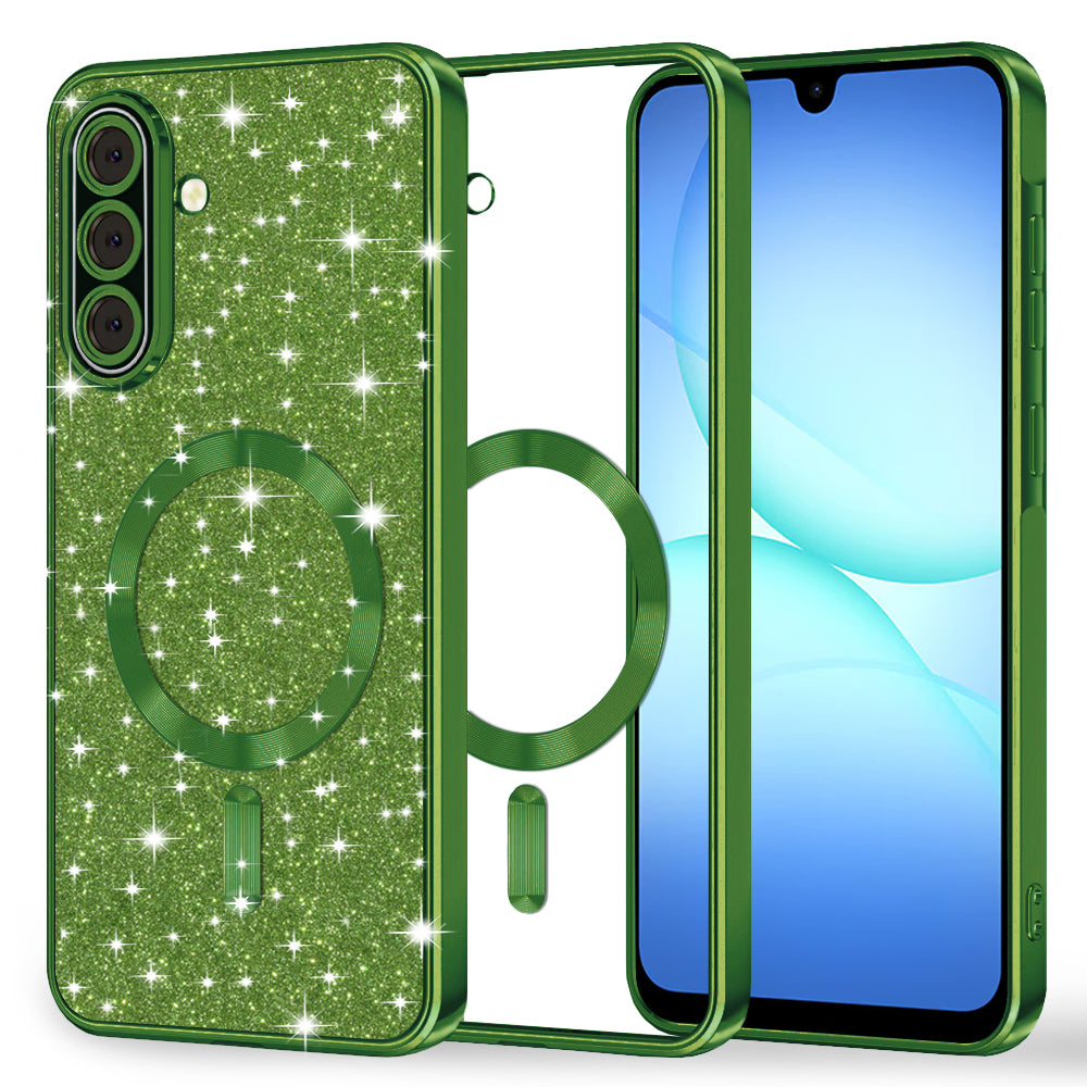 Калъф MagSafe за Samsung Galaxy A17 4G / A17 5G, Techsuit, Luxury Glitter, Тъмнозелен