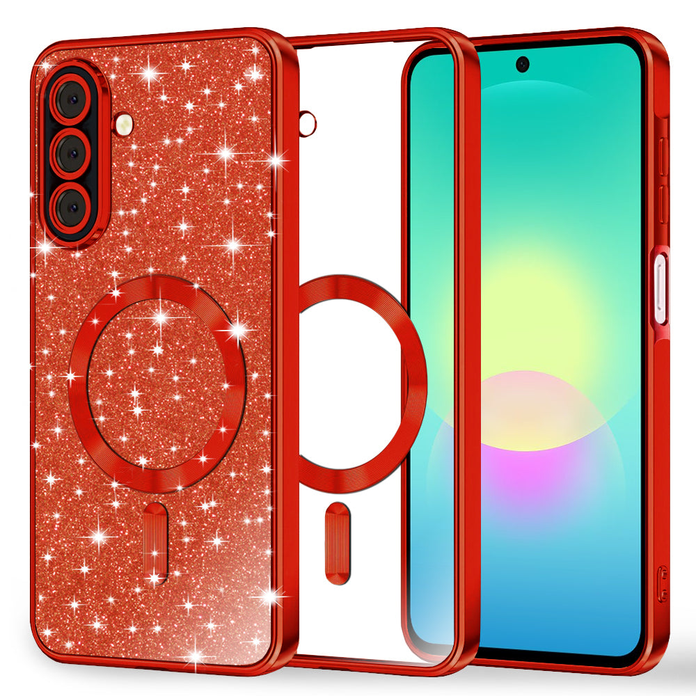 Калъф MagSafe за Samsung Galaxy A27 5G, Techsuit, Luxury Glitter, Червен