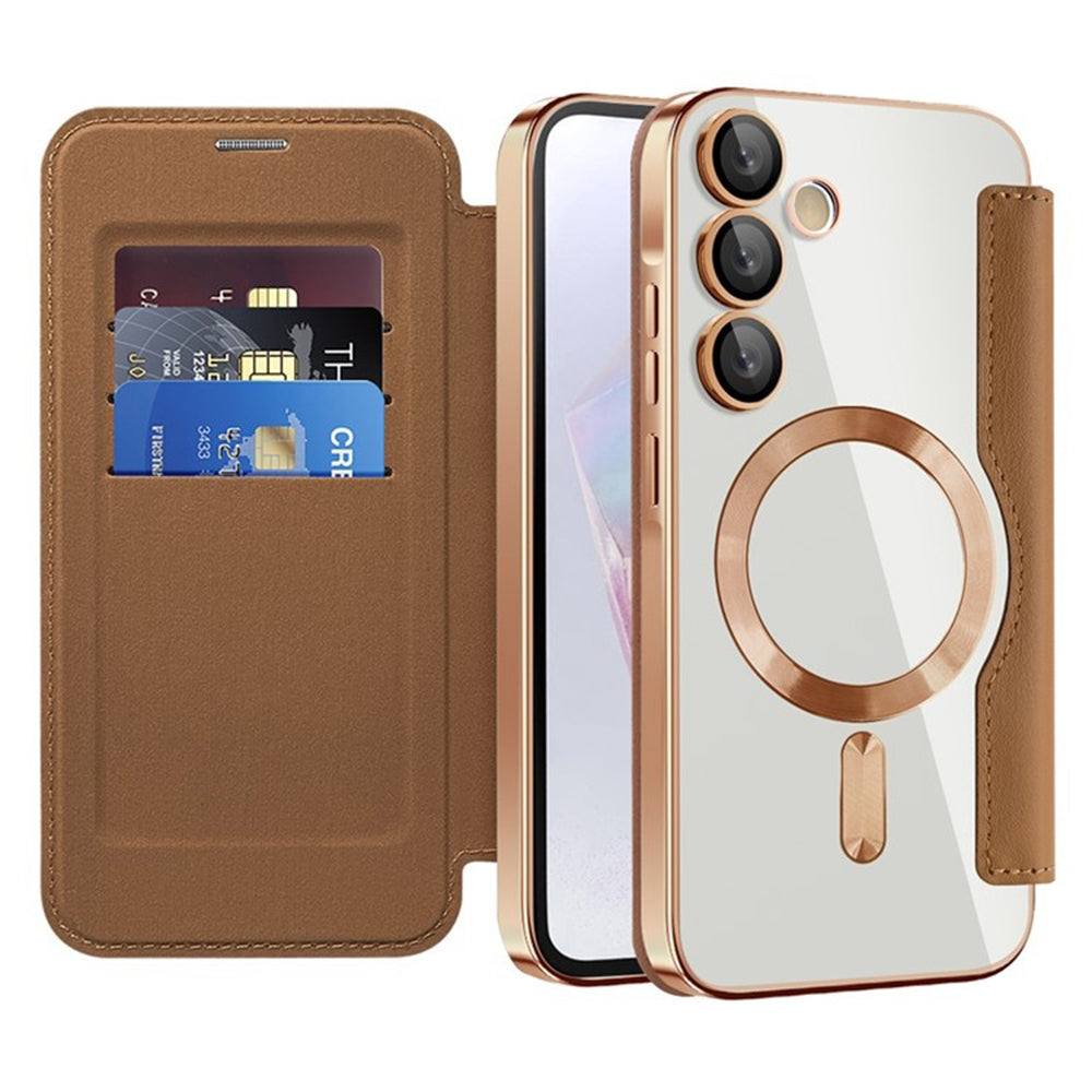 Калъф MagSafe за Samsung Galaxy A35 5G A356, Techsuit, SmartMag Book, Кафяв