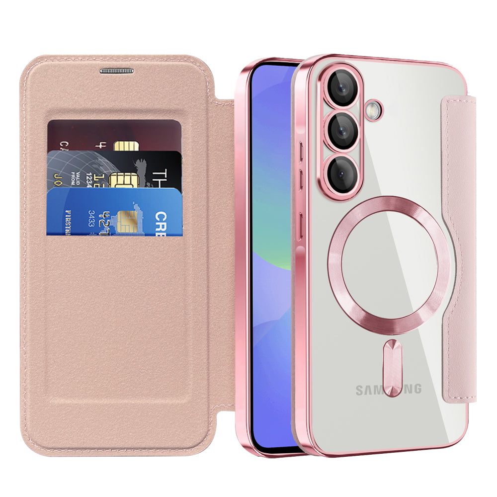 Калъф MagSafe за Samsung Galaxy A36 A366, Techsuit, SmartMag Book, Розов