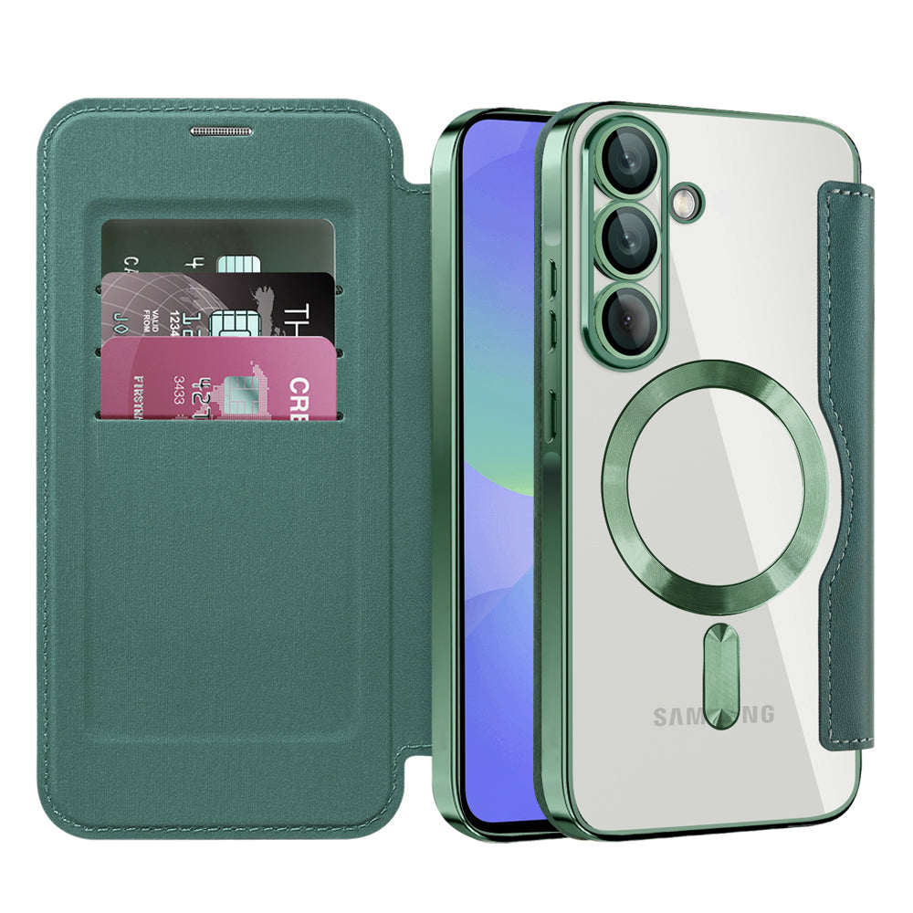 Калъф MagSafe за Samsung Galaxy A36 A366, Techsuit, SmartMag Book, Зелен