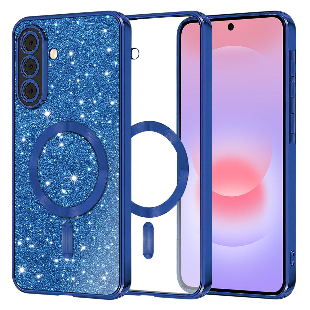 Калъф MagSafe за Samsung Galaxy A37 5G, Techsuit, Luxury Glitter, Тъмносин